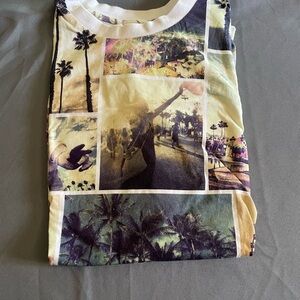 H&M Yellow and Green Short Sleeve Tee with Coachella  Print
